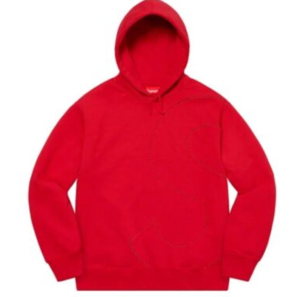 Supreme Red Laser Cut S Logo Hooded Sweatshirt - Size Medium